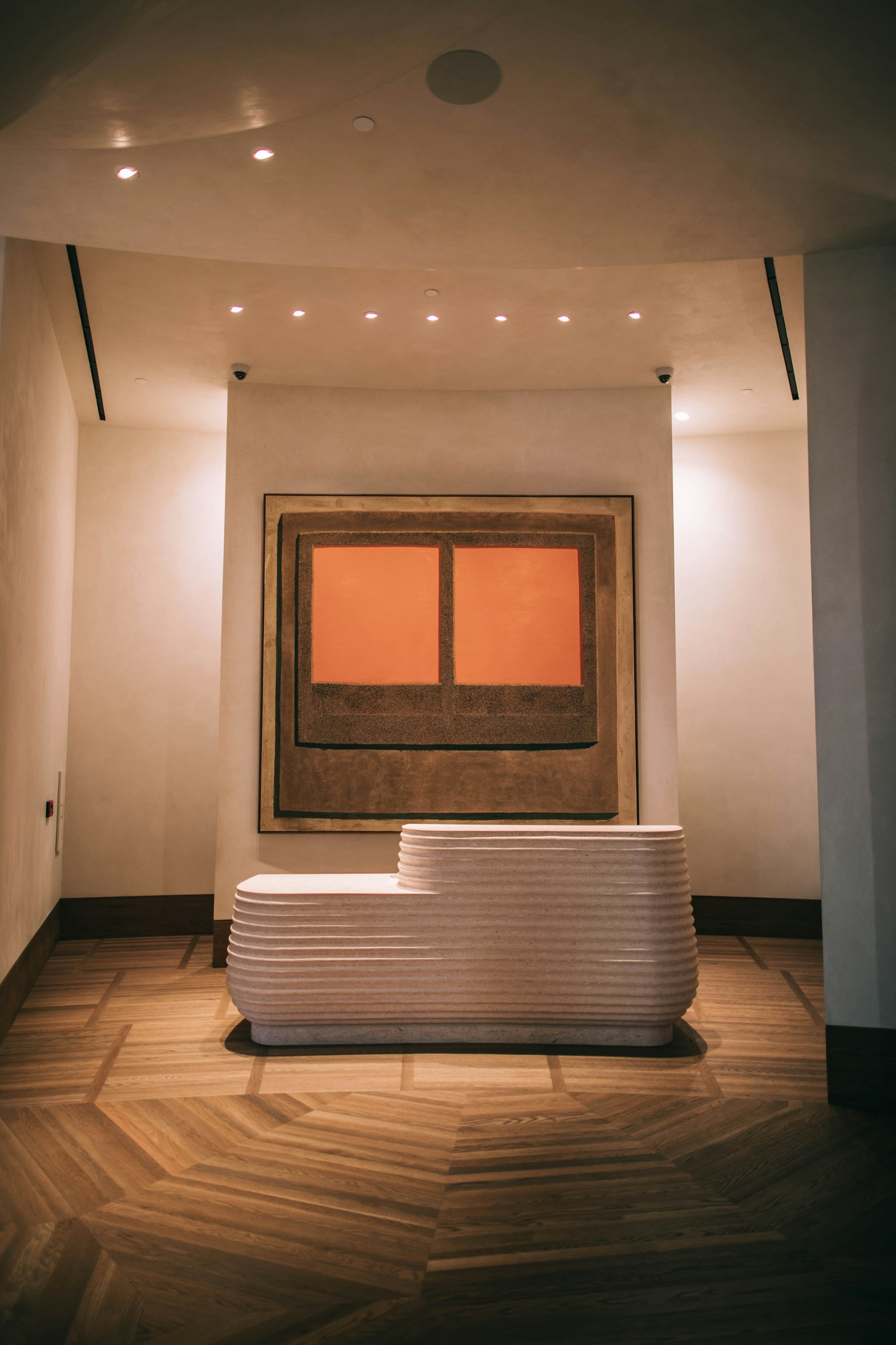 Warm architectural details in a hotel interior